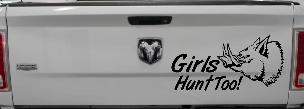 Girls Hunt Too Hog Hunting Car or Truck Window Decal Sticker