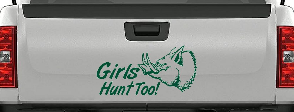 Girls Hunt Too Hog Hunting Car or Truck Window Decal Sticker