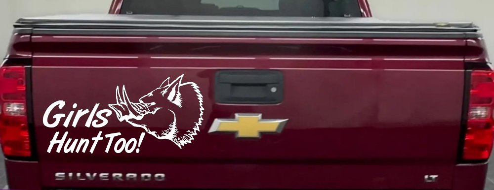 Girls Hunt Too Hog Hunting Car or Truck Window Decal Sticker