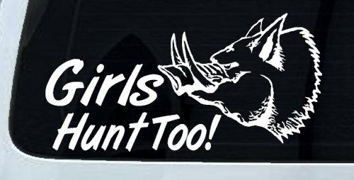 Girls Hunt Too Hog Hunting Car or Truck Window Decal Sticker