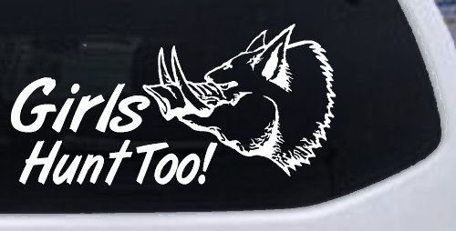 Girls Hunt Too Hog Hunting Car or Truck Window Decal Sticker