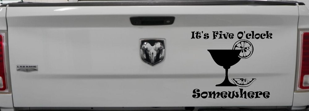 It's Five O'clock Somewhere Drinking Party Bar Car or Truck Window Decal Sticker