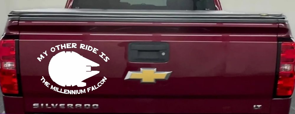 My Other Ride Is The Millennium Falcon Funny Car or Truck Window Decal Sticker