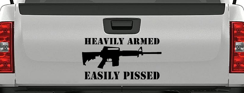 Heavily Armed Easily Pissed AR15 AR 15 Military 2nd Amendment Car or Truck Window Vinyl Decal Sticker (Black)