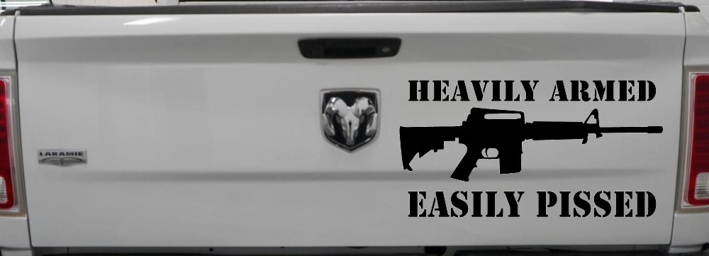 Heavily Armed Easily Pissed AR15 AR 15 Military 2nd Amendment Car or Truck Window Decal Sticker
