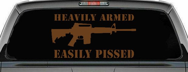 Heavily Armed Easily Pissed AR15 AR 15 Military 2nd Amendment Car or Truck Window Decal Sticker (Copper)