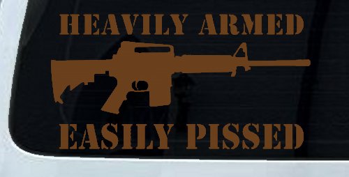 Heavily Armed Easily Pissed AR15 AR 15 Military 2nd Amendment Car or Truck Window Decal Sticker (Copper)