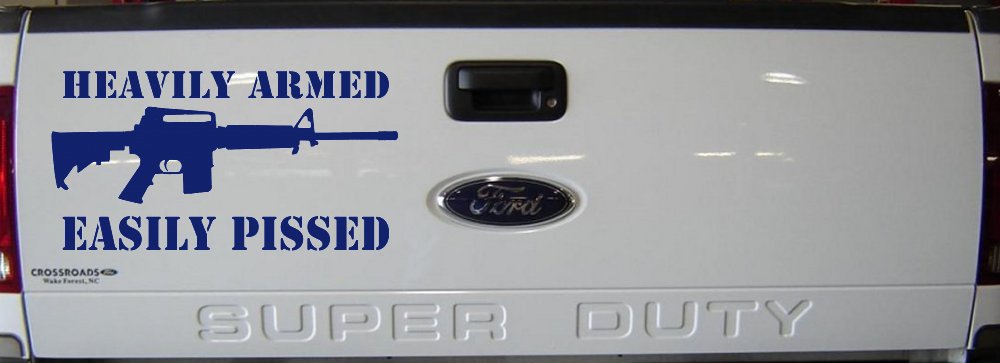 Heavily Armed Easily Pissed AR15 AR 15 Military 2nd Amendment Car or Truck Window Decal Sticker (Navy)