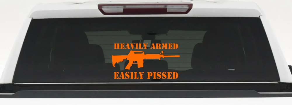 Heavily Armed Easily Pissed AR15 AR 15 Military 2nd Amendment Car or Truck Window Decal Sticker