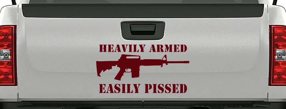 Heavily Armed Easily Pissed AR15 AR 15 Military 2nd Amendment Car or Truck Window Decal Sticker (Purple Red)