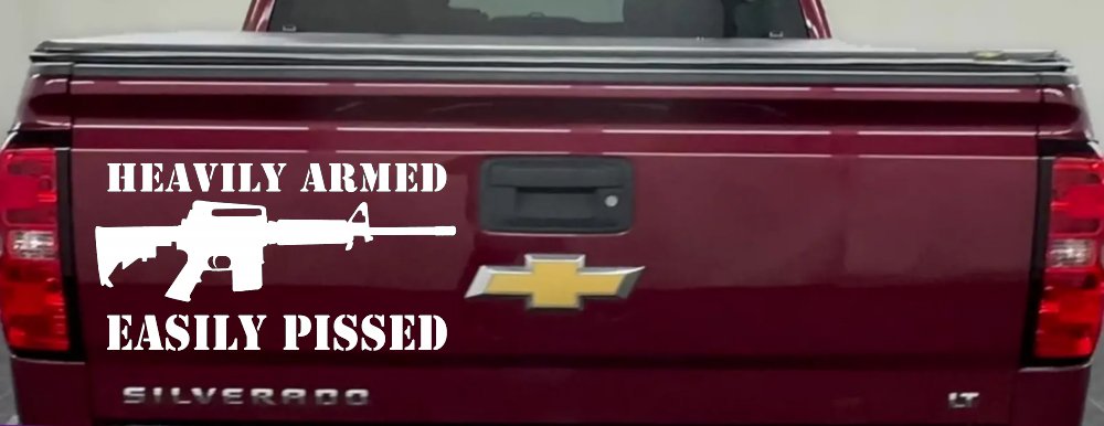 Heavily Armed Easily Pissed AR15 AR 15 Military 2nd Amendment Car or Truck Window Decal Sticker (White)