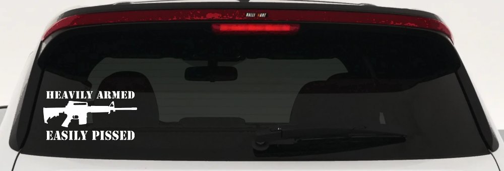Heavily Armed Easily Pissed AR15 AR 15 Military 2nd Amendment Car or Truck Window Vinyl Decal Sticker (White)