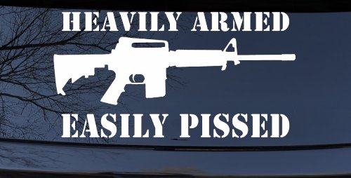 Heavily Armed Easily Pissed AR15 AR 15 Military 2nd Amendment Car or Truck Window Decal Sticker