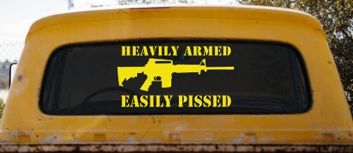 Heavily Armed Easily Pissed AR15 AR 15 Military 2nd Amendment Car or Truck Window Decal Sticker (Yellow)