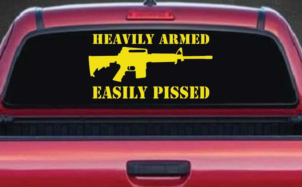 Heavily Armed Easily Pissed AR15 AR 15 Military 2nd Amendment Car or Truck Window Decal Sticker