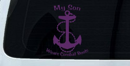 My Son Wears Combat Boots Navy Anchor Military Car or Truck Window Decal Sticker (Violet)
