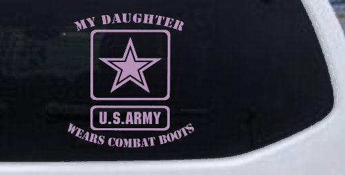 My Daughter Wears Combat Boots Army Military Car or Truck Window Decal Sticker (Lilac)
