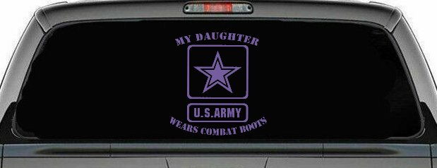 My Daughter Wears Combat Boots Army Military Car or Truck Window Decal Sticker (Purple)