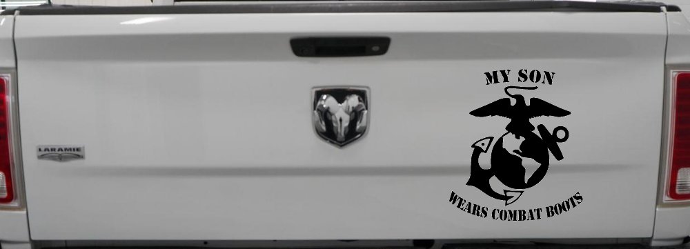 My Son Wears Combat Boots Marines Military Car or Truck Window Vinyl Decal Sticker (Black)