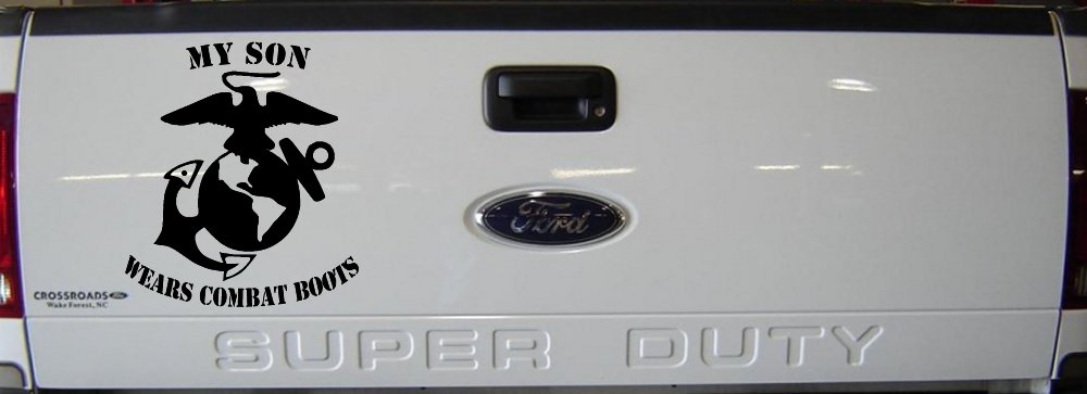 My Son Wears Combat Boots Marines Military Car or Truck Window Vinyl Decal Sticker (Black)