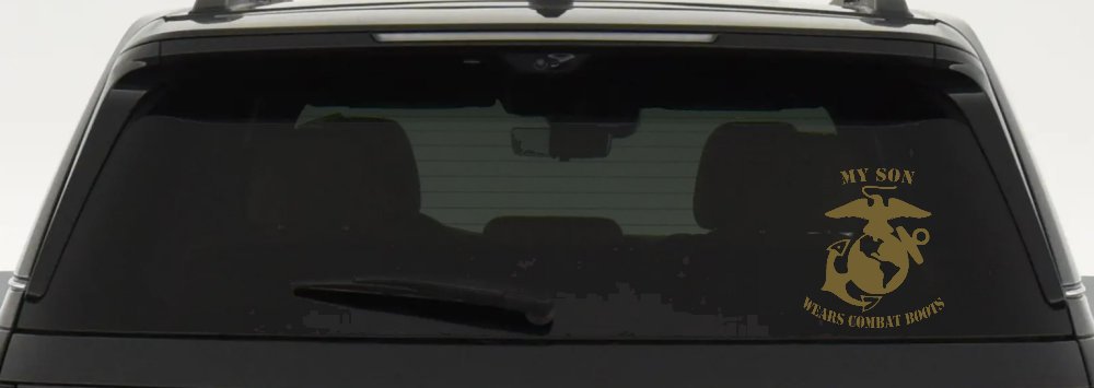 My Son Wears Combat Boots Marines Military Car or Truck Window Vinyl Decal Sticker (Gold)
