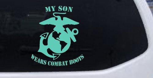 My Son Wears Combat Boots Marines Military Car or Truck Window Vinyl Decal Sticker (Mint)