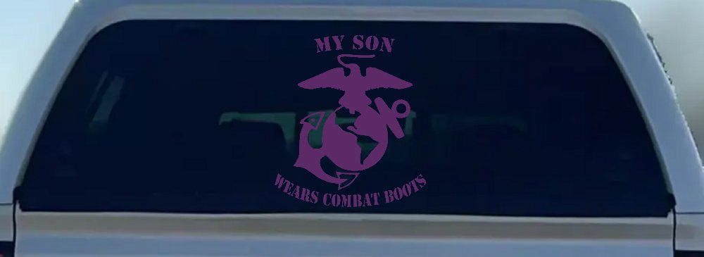 My Son Wears Combat Boots Marines Military Car or Truck Window Vinyl Decal Sticker (Violet)