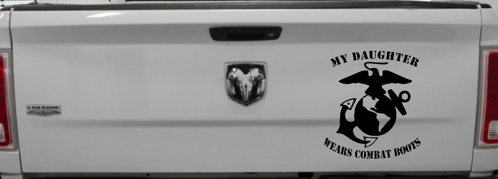 My Daughter Wears Combat Boots Marines Military Car or Truck Window Vinyl Decal Sticker (Black)