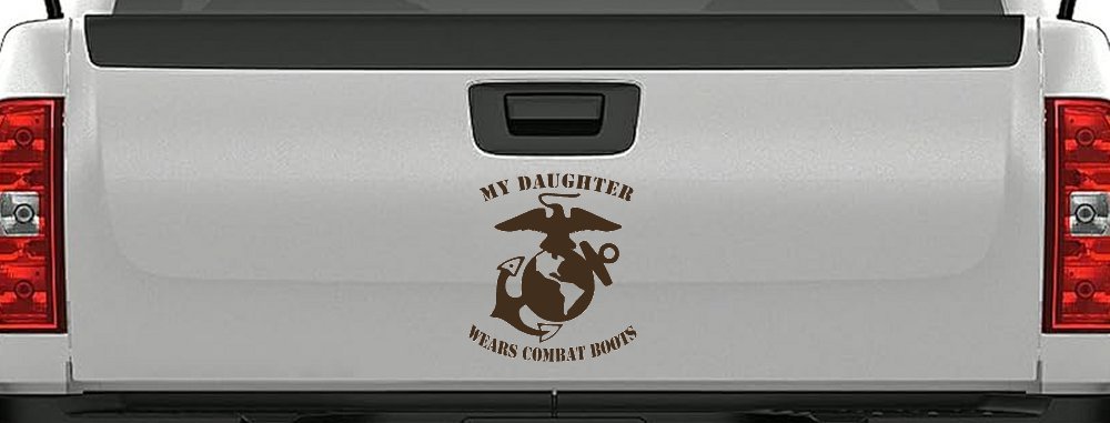 My Daughter Wears Combat Boots Marines Military Car or Truck Window Decal Sticker (Brown)