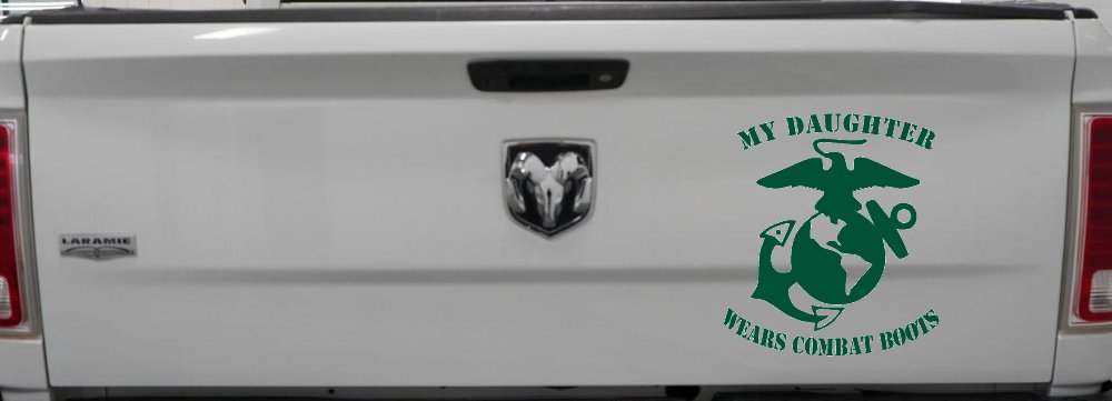 My Daughter Wears Combat Boots Marines Military Car or Truck Window Decal Sticker (Dark Green)