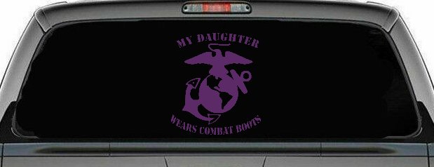 My Daughter Wears Combat Boots Marines Military Car or Truck Window Vinyl Decal Sticker (Violet)