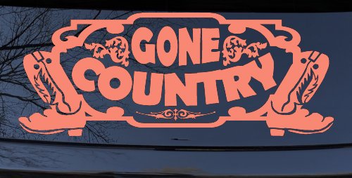 Gone Country With Boots Car or Truck Window Decal Sticker (Coral)