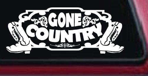 Gone Country With Boots Car or Truck Window Decal Sticker (White)