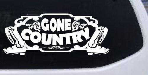 Gone Country With Boots Car or Truck Window Decal Sticker (White)