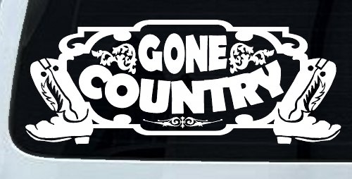 Gone Country With Boots Car or Truck Window Decal Sticker (White)