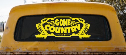 Gone Country With Boots Car or Truck Window Vinyl Decal Sticker (Yellow)