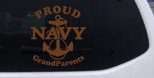 Proud Navy Grandparents  Anchor Military Car or Truck Window Decal Sticker (Copper)