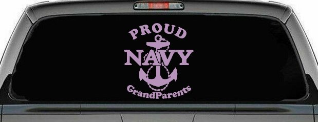 Proud Navy Grandparents  Anchor Military Car or Truck Window Decal Sticker