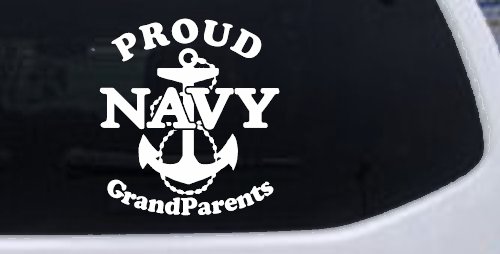 Proud Navy Grandparents  Anchor Military Car or Truck Window Decal Sticker