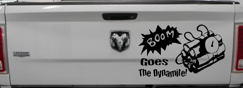 Boom Goes The Dynamite Funny Car or Truck Window Vinyl Decal Sticker (Black)