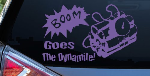 Boom Goes The Dynamite Funny Car or Truck Window Decal Sticker (Purple)