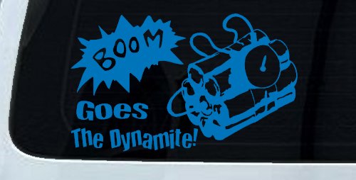 Boom Goes The Dynamite Funny Car or Truck Window Decal Sticker (Sky Blue)
