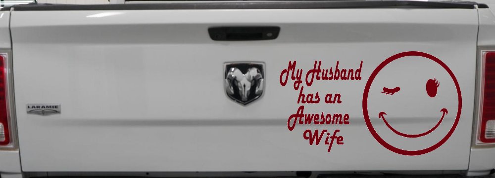 My Husband Has An Awesome Wife Funny Car or Truck Window Decal Sticker (Burgundy)