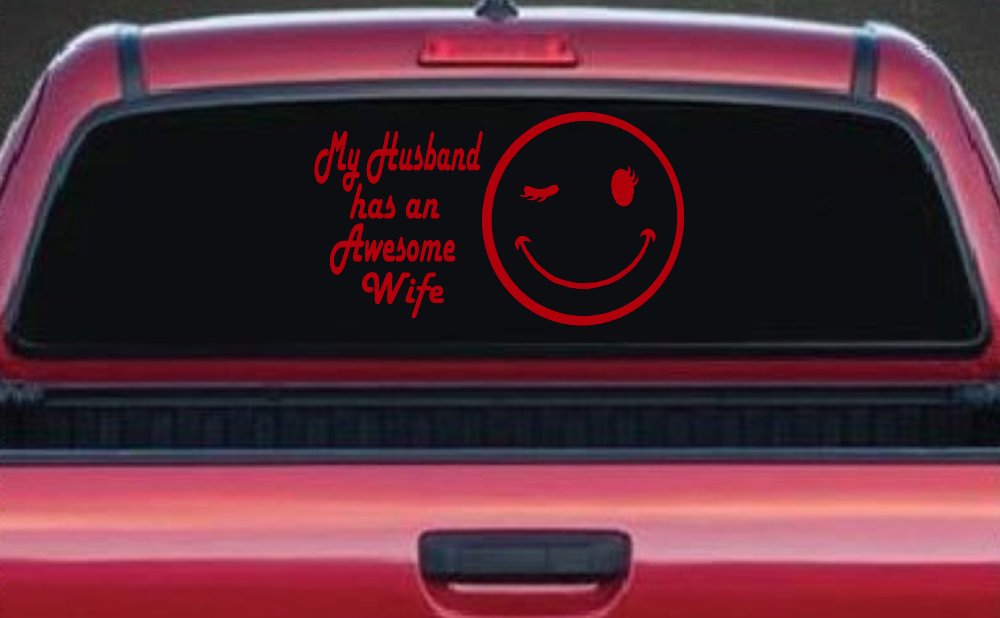 My Husband Has An Awesome Wife Funny Car or Truck Window Decal Sticker (Red)