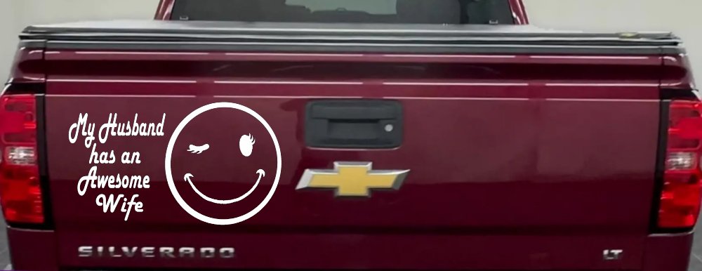 My Husband Has An Awesome Wife Funny Car or Truck Window Decal Sticker (White)