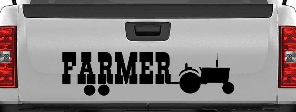 Farmer With Tractor Country Farm Ranch Car or Truck Window Vinyl Decal Sticker (Black)