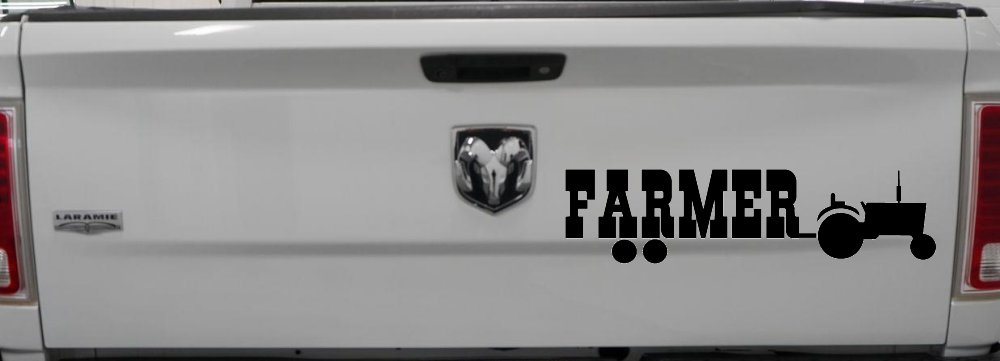 Farmer With Tractor Country Farm Ranch Car or Truck Window Decal Sticker (Black)