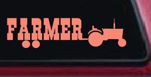 Farmer With Tractor Country Farm Ranch Car or Truck Window Decal Sticker (Coral)