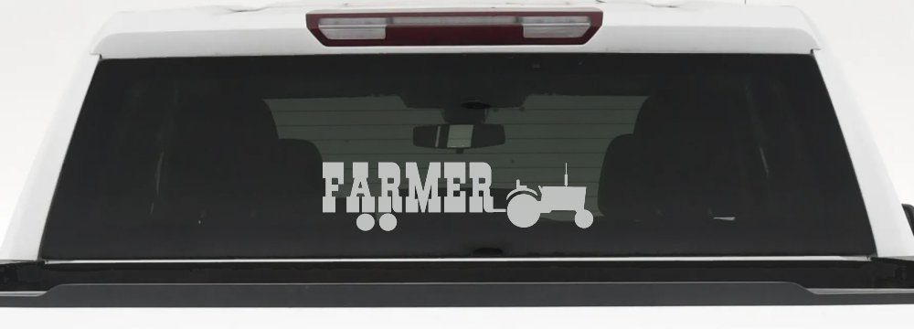 Farmer With Tractor Country Farm Ranch Car or Truck Window Decal Sticker (Light Gray)