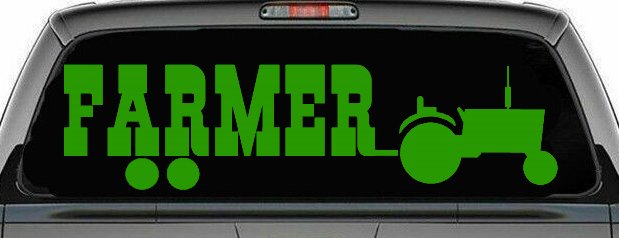 Farmer With Tractor Country Farm Ranch Car or Truck Window Decal Sticker (Lime)